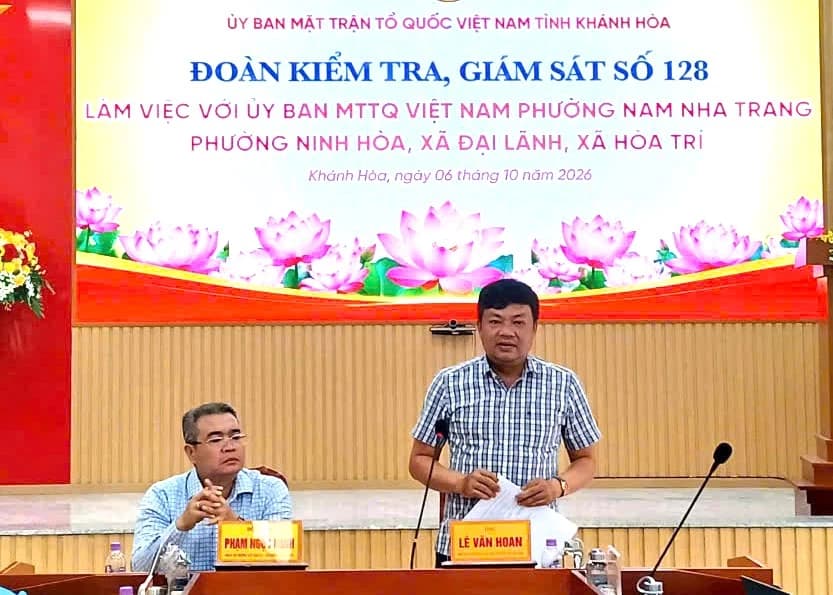 Đoàn kiểm tra, giám sát của Ủy ban MTTQ Việt Nam tỉnh Khánh Hòa làm việc với Mặt trận cơ sở