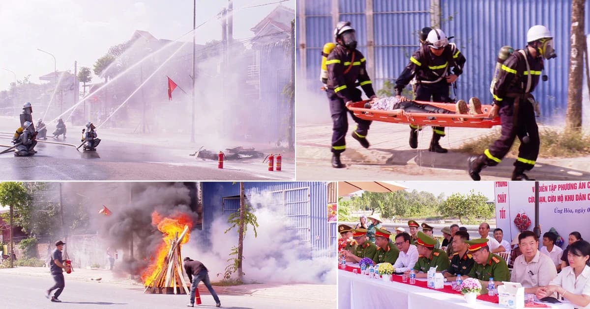 Commune police conduct fire fighting and rescue drills: Proactively responding to incidents at the grassroots level.