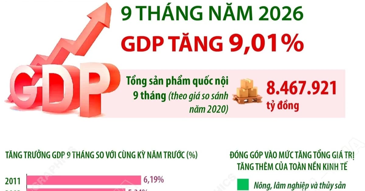 9 tháng năm 2026: GDP tăng 9,01% so với cùng kỳ năm trước