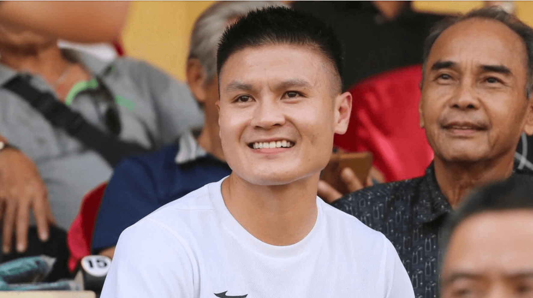 Quang Hai and Nguyen Filip attend the football festival celebrating the 70th anniversary of Hanoi Police Football Club.